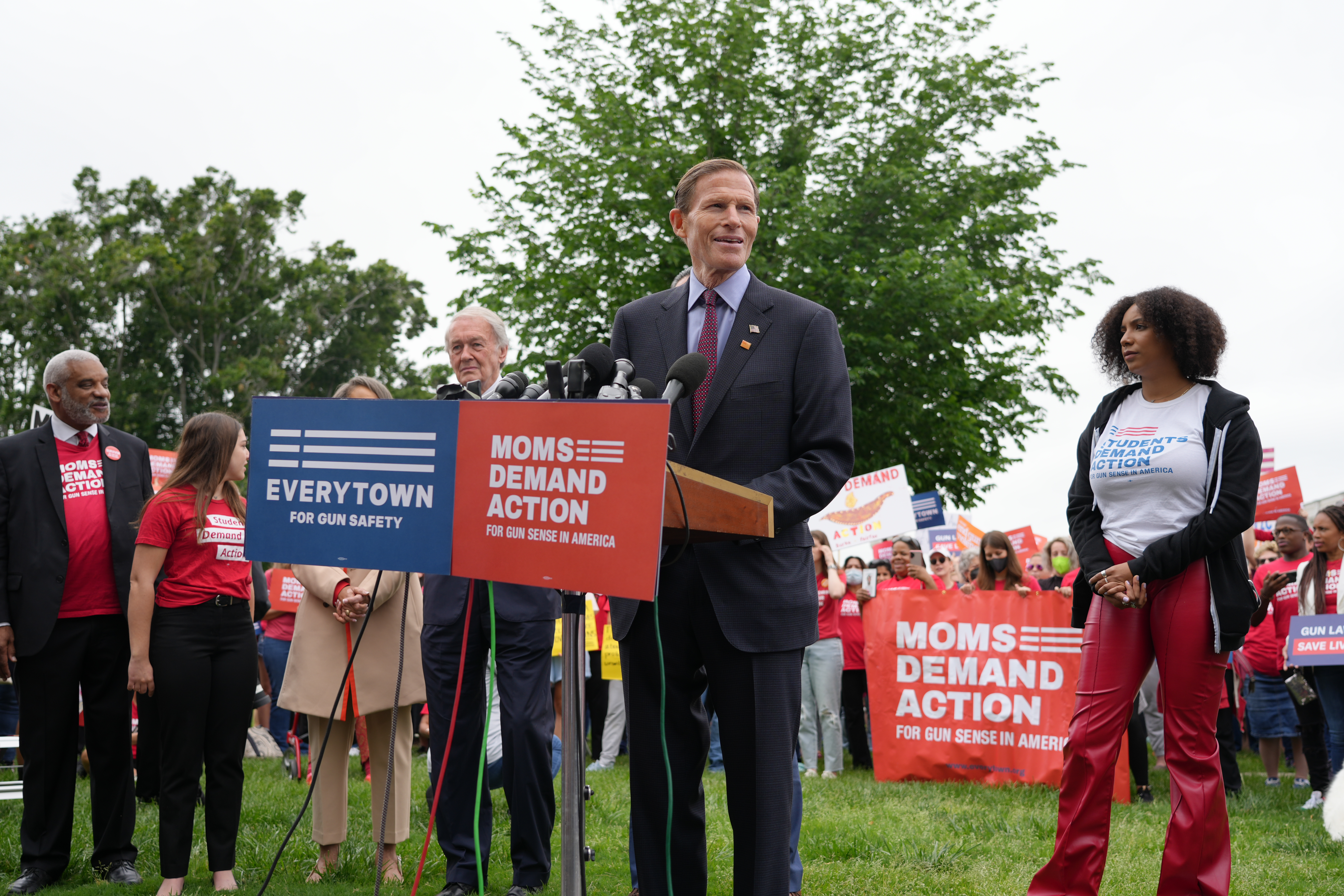 U.S. Senator Richard Blumenthal (D-CT) stood with advocates from Everytown for Gun Safety and Moms Demand Action to demand the Senate pass gun violence prevention legislation after nineteen children and two adults were killed in a shooting at Robb Elementary School in Uvalde, Texas. 
